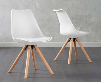 Oscar White Faux Leather Round Leg Dining Chairs - White