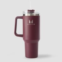 botella de acero con asa lateral y pajita de myprotein 1200 ml - baya profunda