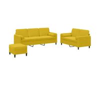 vidaxl juego de sofas con cojines 3 piezas terciopelo amarillo