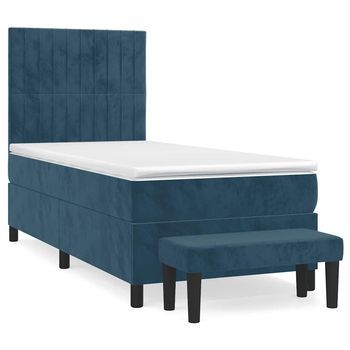 Cama Tapizada 203x100x128 Cm Contrachapado, Madera Procesada - Azul