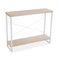 consola de entrada en aglomerado efecto madera y metal blanco