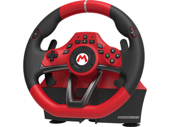 Volante - Hori Mario Kart Pro Deluxe, Para Nintendo Switch 1 y 2, PC, Pedales, USB, Rojo