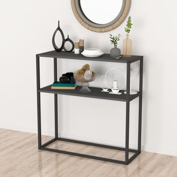 Mesa Consola Hemsedal Un Estante Aglomerado/metal 90 X 90 X 34 Cm Antracita [en.casa]