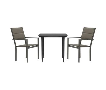 Juego de comedor para jardin 3 piezas acero y textilene negro