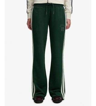 Superdry para mujer. W7011308A Pantalón Jogger ESS Stripe Flare verde (S), Casual, Algodón