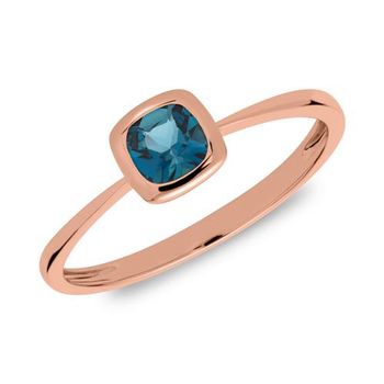 14 quilates anillo de oro rosa con topacio azul