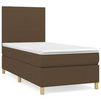 cama box spring con colchon tela marron oscuro 80x200 cm
