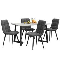 conjunto de mesa de comedor con 4 sillas mesa de comedor rectangular moderna diseno compacto mesa de 117 cm de longitud tablero mdf efecto marmol y terciopelo gris oscuro