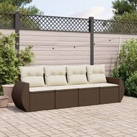 set de sofas de jardin 4 uds  juego de muebles de jardin y cojines ratan sintetico marron cfw74419