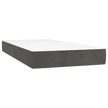 Colchón De Cama | Colchón Muelles Ensacados Terciopelo Gris Oscuro 100x210x20cm