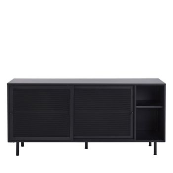 Aparador de 2 puertas, 2 nichos de metal l160cm - negro