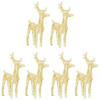 Renos De Navidad 6 Unidades 240 Leds Blanco Cálido Acrílico Vidaxl