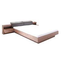 cama 160x200 renato color nogal con somier y mesitas de noche con led integrados
