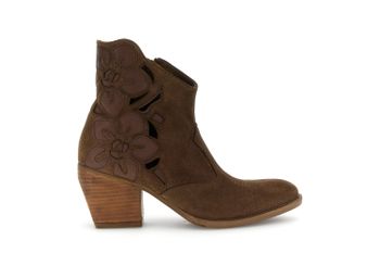botines de ante perforado con flores brown