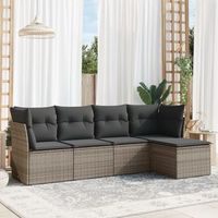 conjunto de sofas jardin con cojines 5 uds  mueble jardin mesa y sillas ratan sintetico gris cfw878857