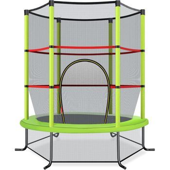 Cama Elástica Para Niños Con Red De Seguridad Y Almohadilla Para Muelles Costway 165 X 165 X 161 Cm Verde