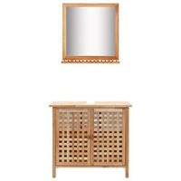 mueble de lavabo con espejo de madera maciza de nogal vidaxl