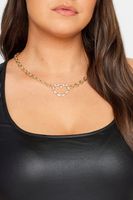 collar dorado grueso con corazon con brillo