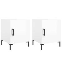 juego de 2 mesitas de noche - mesillas madera ingenieria blanco brillo 40x40x50 cm mc4543