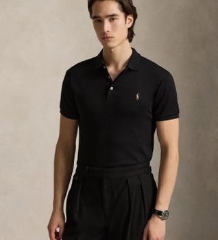 Polo Ralph Lauren para hombre. 710685514002 Polo de tacto suave Slim Fit negro (3XL), Casual, Algodón, Manga corta