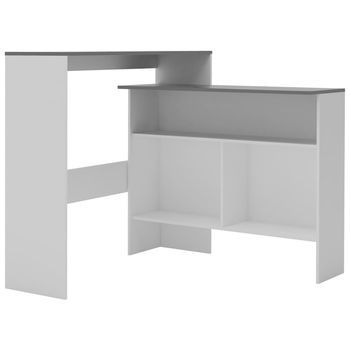 Mesa De Bar | Mesa De Bistró Con 2 Tableros Blanco Y Gris 130x40x120 Cm
