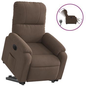 Sillón Eléctrico Reclinable Elevable Tela Microfibra Marrón