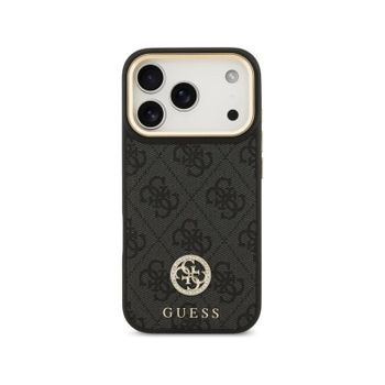 Guess Funda Para Iphone 17 Pro – Carcasa De Polipiel Negra Con Logo 4g De Strass Y Magsafe, Diseño Elegante Y Ajuste Preciso