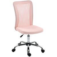 vinsetto silla de oficina ergonomica giratoria sin reposabrazos en tejido de malla transpirable altura regulable rosa