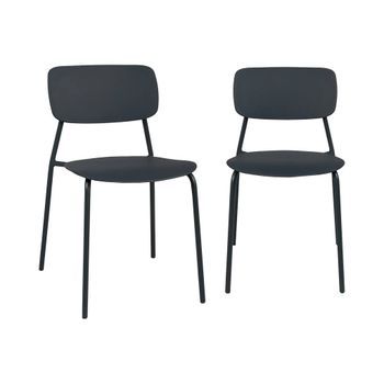 Silla De Jardín Apilable De Acero Y Plástico, Set De 2, Antracita