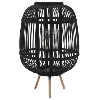 Portavelas De Pie Bambú Negro Vidaxl