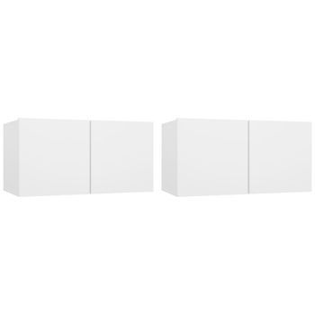 2 Uds Muebles Colgantes De Tv | Mueble De Salón | Armario Tv Blanco 60x30x30 Cm