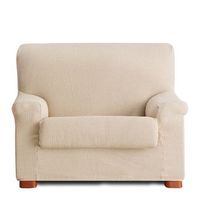 funda de sillon elastica premium con funda cojin aparte e incluida muy suave beige 80 - 110 cm