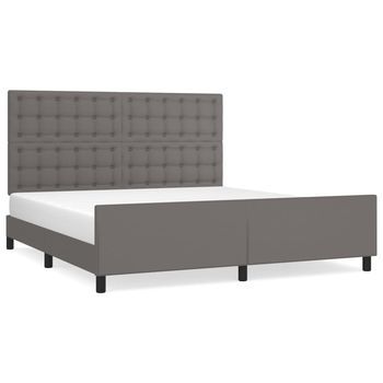 Estructura De Cama Con Cabecero Cuero Sintético Gris 180x200cm Vidaxl