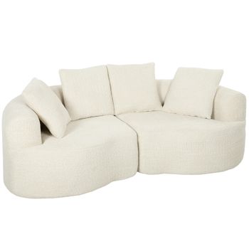 HOMCOM Sofá 3 plazas 207 cm Cloud con aspecto chenilla, 4 cojines decorativos para dormitorio, montaje sin herramientas, blanco crema