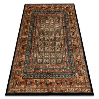 Alfombra De Lana Kashqai 4301 500 Oriental, Marco Beige / Verde 80x160 Cm