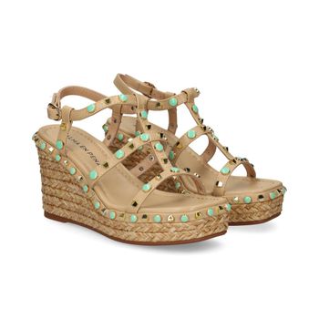 Alma En Pena Sandalias Cuña Mujer - Beige Talla 37