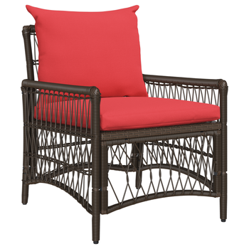 Silla De Jardín Con Cojines Marrón 60x70x78 Cm De Ratán Sintético Cfw232266