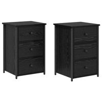 armario de noche con cajon 2 pcs roble negro 40 x 36 x 60 cm vidaxl
