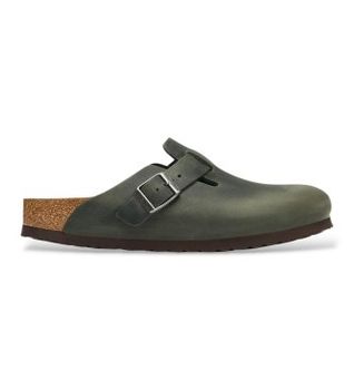 Birkenstock para hombre. 1032724 Zuecos de Piel Boston Oiled (Ajuste Regular) verde (47), Plano, Ninguno, Casual
