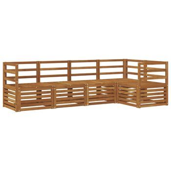 Conjunto De Sofá Seccional 5 Piezas | Mueble De Jardín Natural
