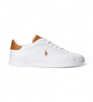 Polo Ralph Lauren para hombre. 809877598001 Zapatillas de piel básicas blanco (45), Plano, Cordones, Casual