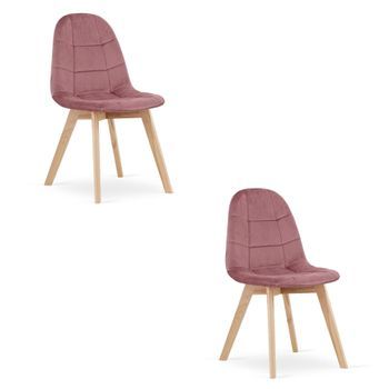 Set De 2 Silla De Comedor Terciopelo Valora Nuuc Asiento De Terciopelo Rosa Oscuro