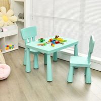 set mesa 2 sillas ninos comer dibujar manualidades verde 765x545x495 cm