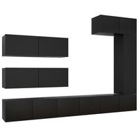 set de muebles de salon tv 7 piezas madera de ingenieria negro vidaxl