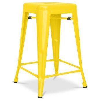 Taburete De Bar - Diseño Industrial - Acero Mate - 60cm - Nueva Edición - Stylix  Amarillo