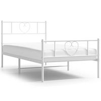 cama individual  cama para adulto  estructura cama sin colchon con estribo metal blanco 107x203 cm