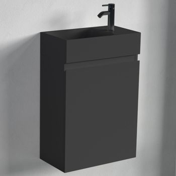 Mueble De Baño Suspendido Con Lavabo Negro 40 Cm Negro Mate - Lomazoo Malibu