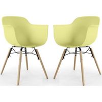 silla de comedor - diseno escandinavo - patas de madera - pack de 2 - nordika amarillo pas