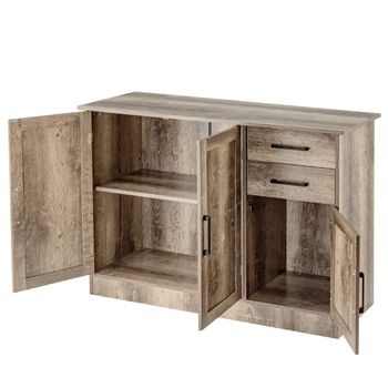 Costway Aparador Cocina Armario Buffet con 2 Cajones 3 Puertas 1 Estante Ajustable Aparador para Comedor Salón Entrada 110 x 40 x 78 cm Gris