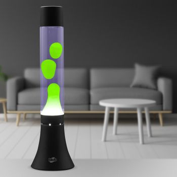 MODERN Blob Lamp - Black Base, Green Wax, Purple Liquid